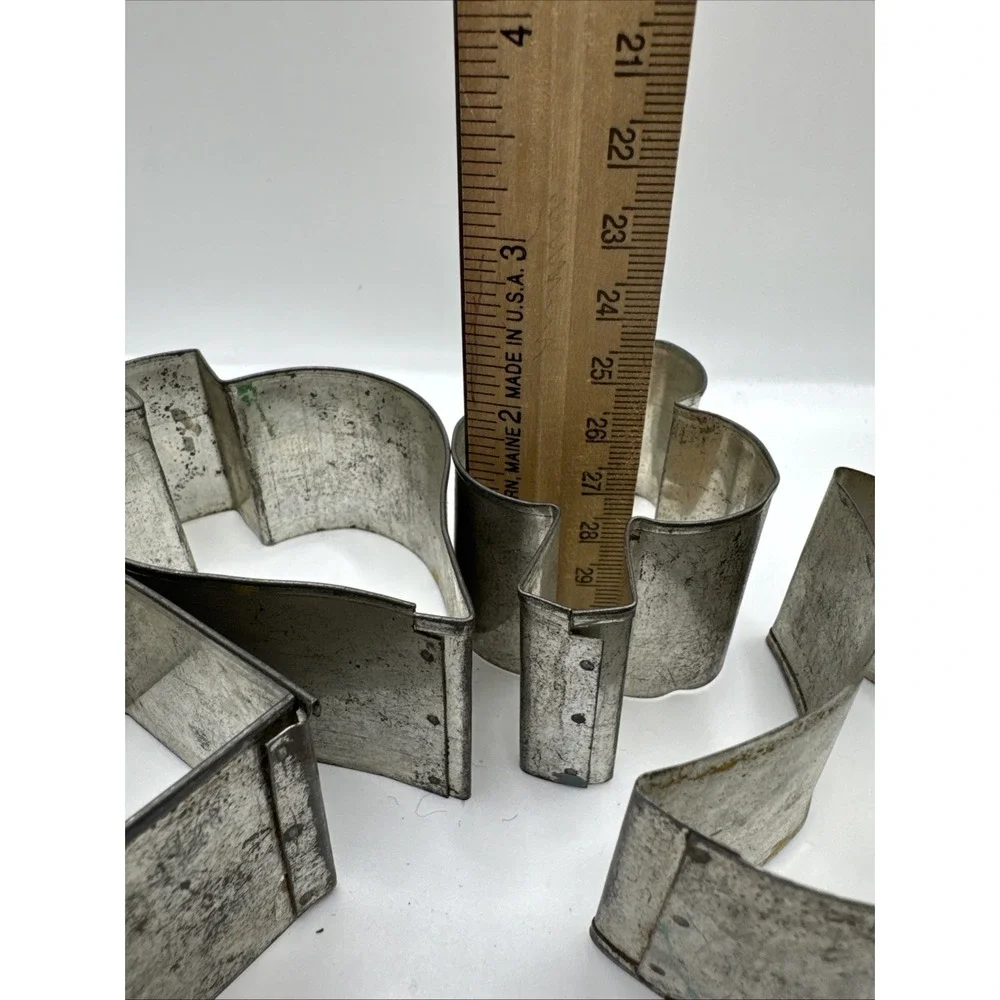 4 Vintage Tin Steel COOKIE CUTTERS Soldered Antique‎ Primitive Shapes